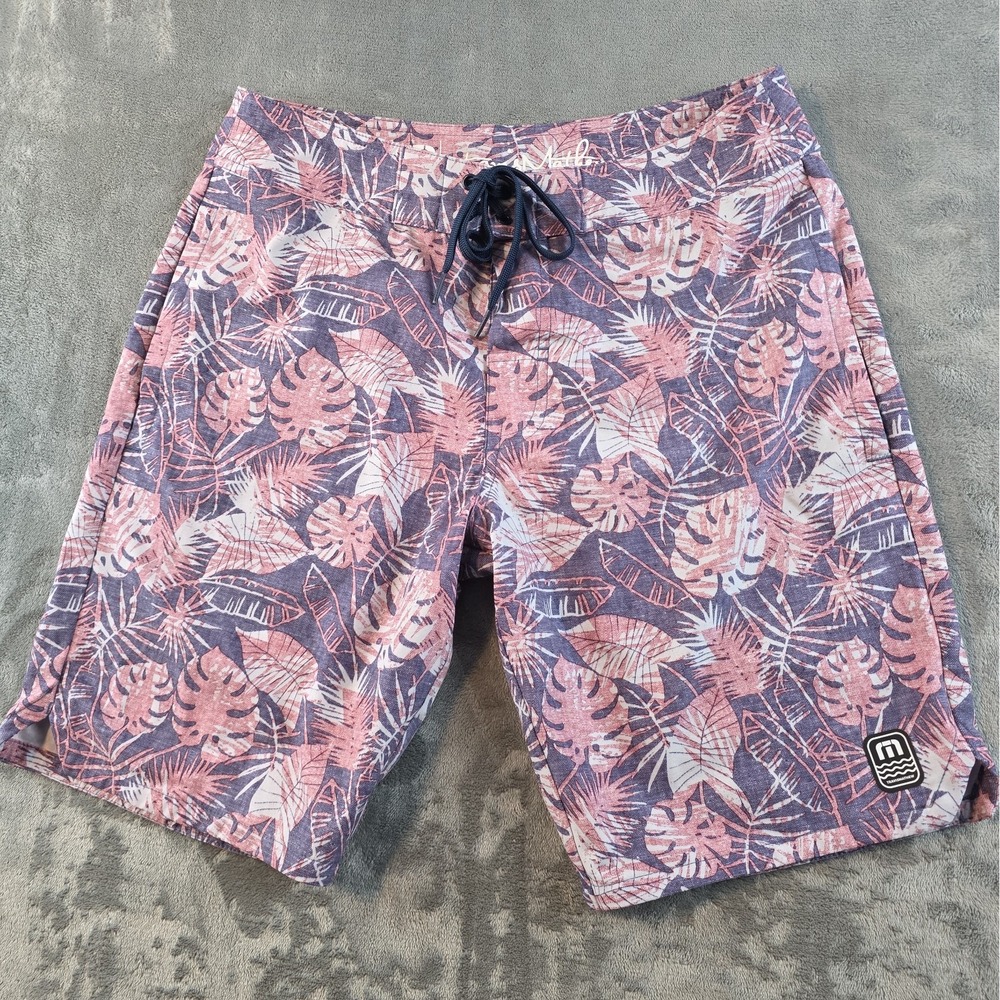 Travis Mathew Board Shorts 30 Tropical Pink/purple 9" Inseam